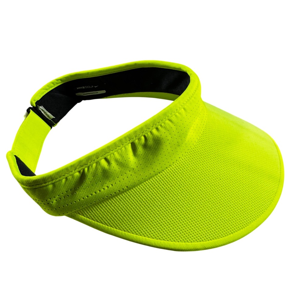 Nike Golf Visor Womens OS Neon Yellow Good Mesh Adjustable Swoosh Logo - Picture 2 of 7